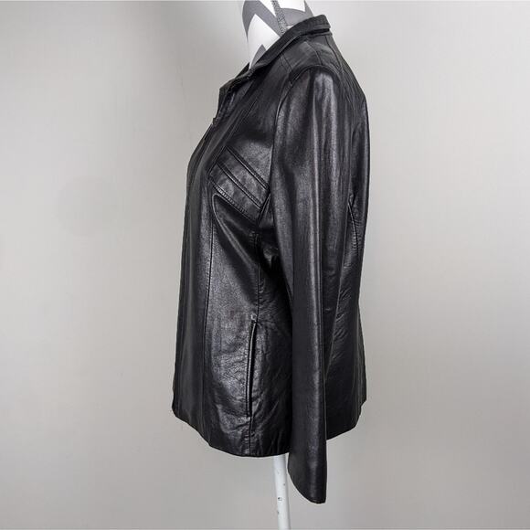 Kenneth Cole Reaction 100% Leather Jacket Black Size Large - Picture 3 of 14